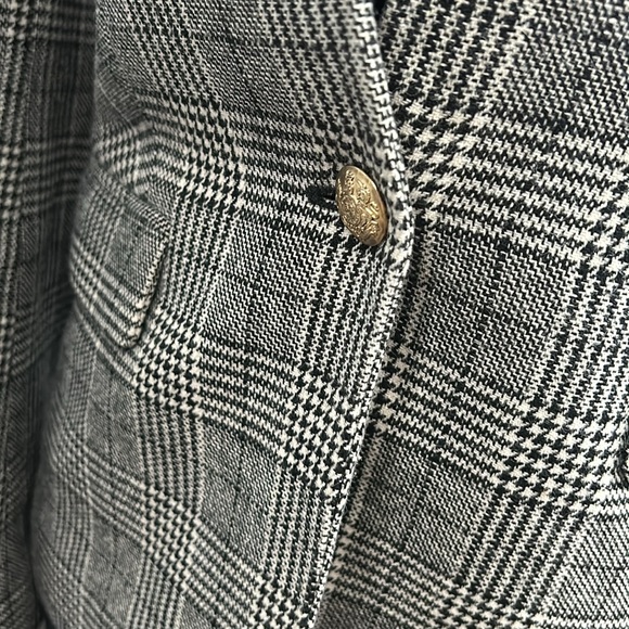 J. Crew Wool Black White Herringbone Style Single Button Blazer size 00 - Picture 6 of 15